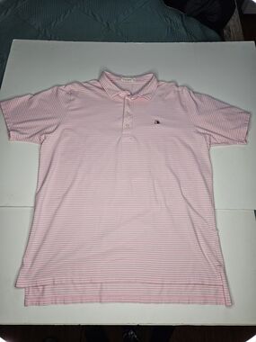 Men's Duck Head Pink Striped Polo Shirt. Size XL